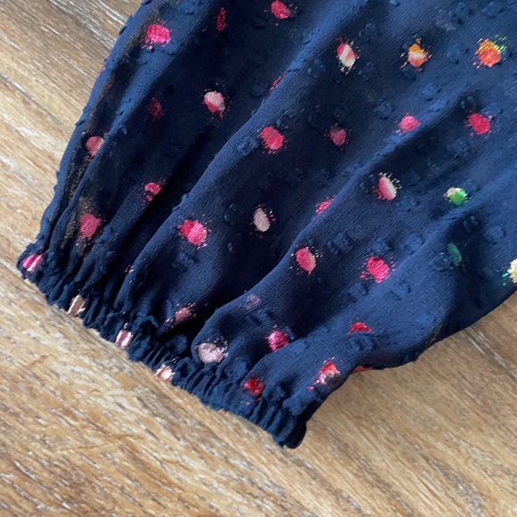 J Crew Pullover Blouse in Rainbow Clip Dot Chiffon - Picture 4 of 13